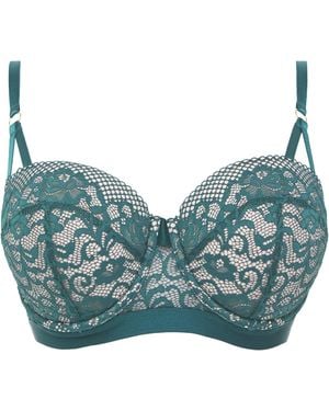 Figleaves Opal Lace Padded Balcony Bra - Blue