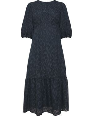 Joanna Hope Burnout Bubble Sleeve Dress - Blue