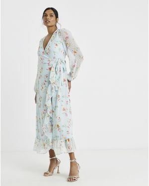 Vila L/S Ankle Wrap Dress - Blue