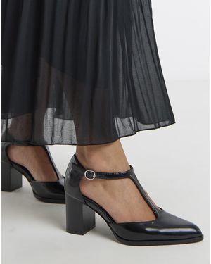 Simply Be Toe Part T Bar Heels Extra Wide Fit - Black