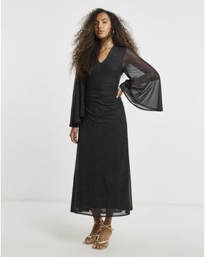 Flounce London Glitter Mesh Dress - Black