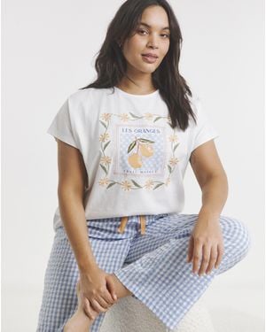 Simply Be Print Cotton Pyjama Set - White