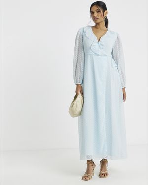 Vila L/S V-Neck Wrap Dress - Blue