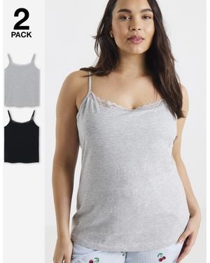 Pretty Secrets 2 Pack Pj Sleep Vest Tops - White