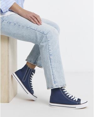 Simply Be Hi Top Canvas Trainer Wide - Blue