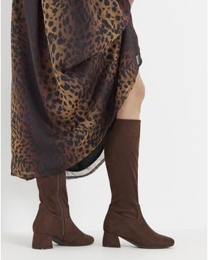 JD Williams Block Heel Stretch Knee Boot E Fit Std - Brown