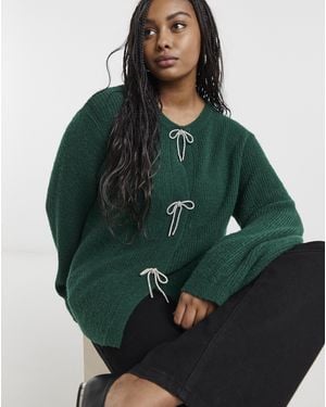 Simply Be Diamante Bow Cardigan - Green