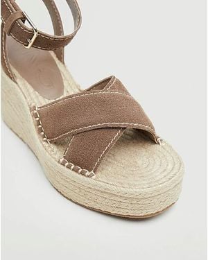 Mango Crossed Wedge Espadrille Sandals - Natural