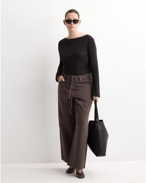 Mango Rachel Wide-Leg Jeans With Drawstr - Black