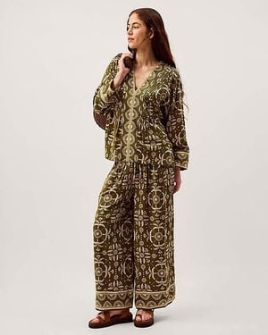 Monsoon Thalia V-Neck Floral Print Top - Natural