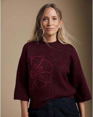 Julipa Floral 3/4 Sleeve Jumper - Purple