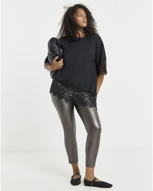 Simply Be Seam Detail Pu Leggings - Grey