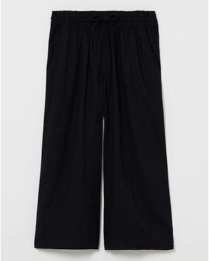 Simply Be Tie Waist Linen Culottes - Black