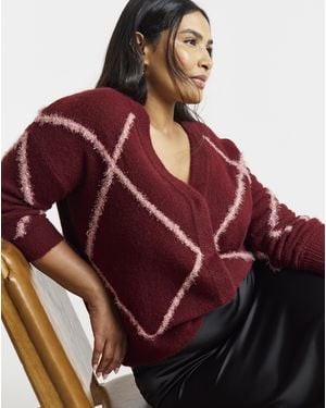 Simply Be Tinsel Argyle Cardigan - Red