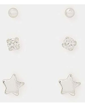 Accessorize 3Pk Sterling Stud Earrings - White