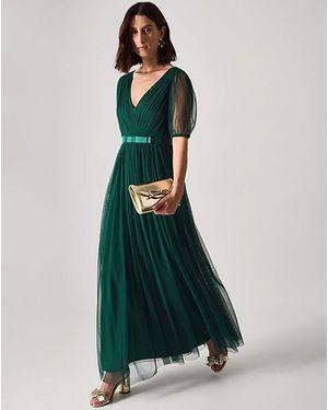 Monsoon Ellie Sheer Sleeve Maxi Dress - Green