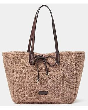 Accessorize Faux Shearling Shoulder Bag - Brown
