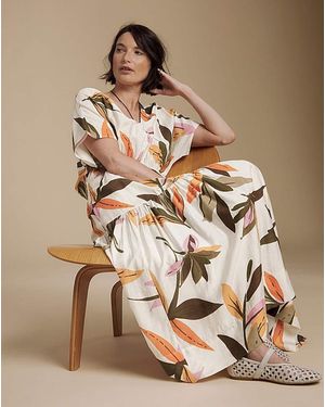 Julipa V Neck Tiered Midi Dress - Brown