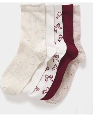 Pretty Secrets 5Pk Bow Ankle Sockc - Pink