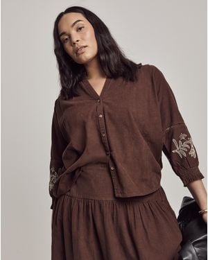 Julipa Embroidered Cord Top - Brown