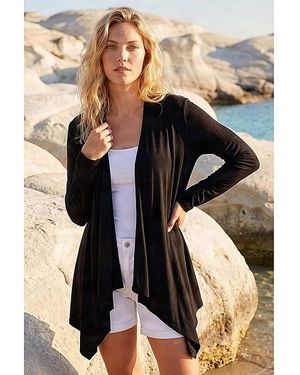 Roman Roman Waterfall Front Jersey Cardigan - Black