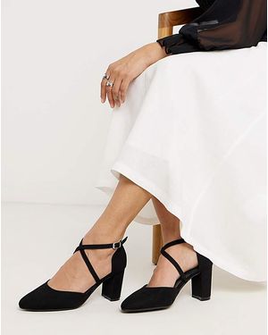 Heavenly Soles Two Part Heels With Crossover Ex Wide - Black