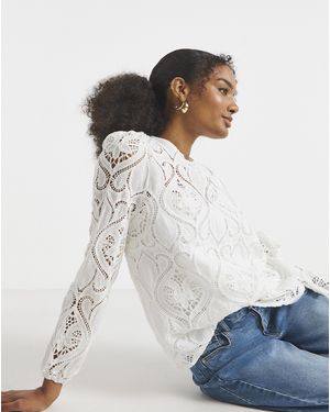 Joanna Hope Premium Broderie Blouse - White