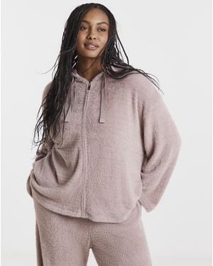 Simply Be Fluffy Hooded Zip Through - Multicolour