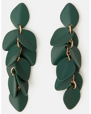Accessorize Willow Leaf Drop Earrings - Green