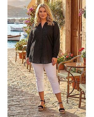 Roman Curve Sequin Jacquard Blouse - Black