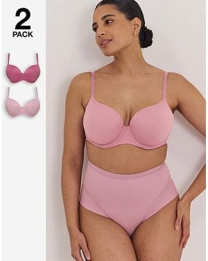 Pretty Secrets 2 Pack Smoothing Microfibre T-Shirt Bras - Pink
