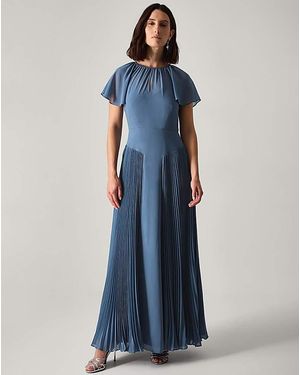 Monsoon Sleeve Pleated Bridesmaid Dress - Blue