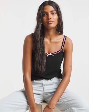 Simply Be Lace And Ribbon Trim Tank Top - Black