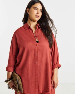 Simply Be Linen Boxy Shirt - Red