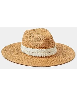 Accessorize Chevron Braided Fedora Hat - White