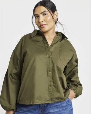 Simply Be Gathered Hem Tie Back Shirt - Green