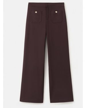 Mango Wide Leg Trouser Button Detail - Purple