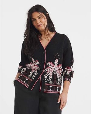 Simply Be Print Cardigan - Black