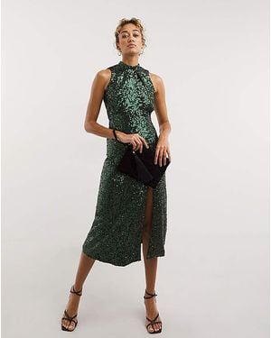 Closet Sequin V-Back Dress - Green