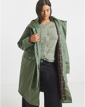Simply Be Check Lined Coated Coat - Green