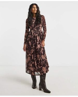 Simply Be Burgundy Mesh Midi Dress - White