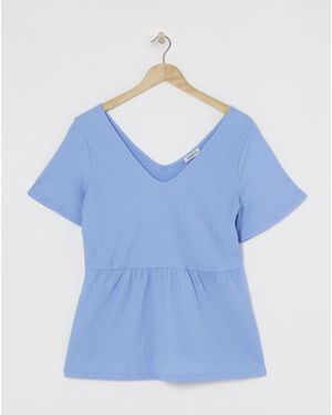 Simply Be Textured Peplum Top - Blue