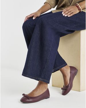 Simply Be Classic Ballerina Bow Shoe Extra Wide - Blue