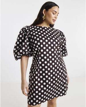 Simply Be Puff Sleeve Shift Dress - Black
