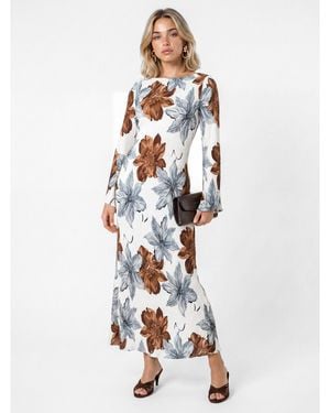 Lovedrobe Floral Print Plisse Dress - White