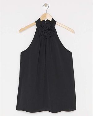 Joanna Hope Corsage Halter Neck Top - Black