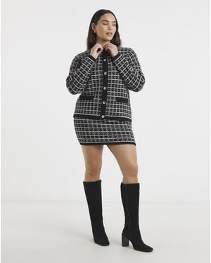 Simply Be Boucle Knitted Mini Skirt Co-Ord - Black