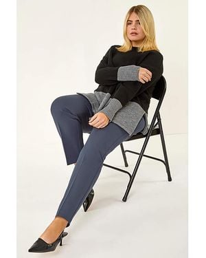 Roman Curve Straight Smart Trousers - Blue