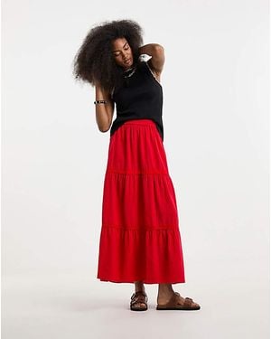 Pieces Tohime High Woven Skirt Lacetapes - Red