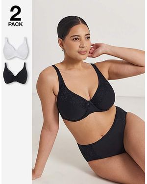 Pretty Secrets 2 Pack Sarah Wired Full Cup Bras - Black